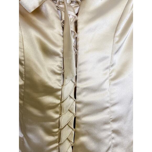 Wedding gown size 8-10 Corset LAce Up Back, Champagne Gold Satin Ball Gown Style - Picture 6 of 8